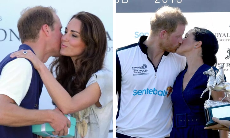 Meghan and Kate Kissing After Polo